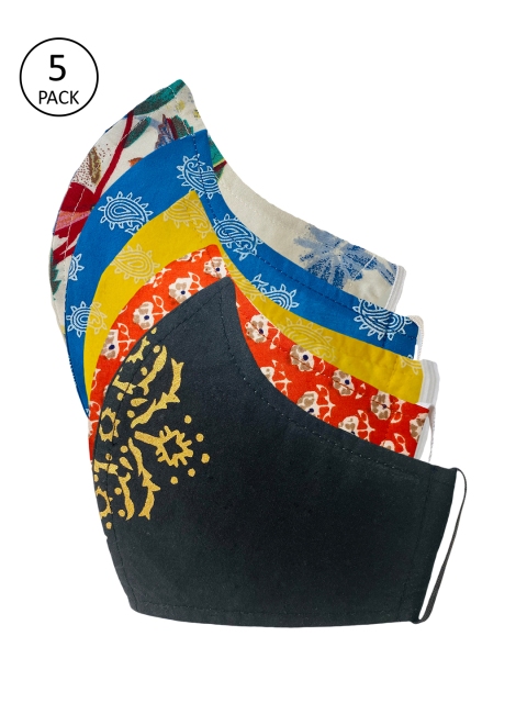

Sera Unisex Pack Of 5 Printed 3-Ply Cloth Mask, Multi