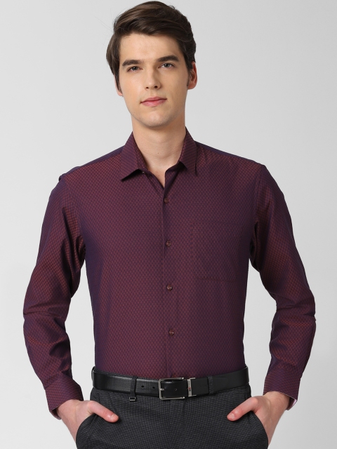 

Peter England Men Purple Regular Fit Self Design Formal Shirt