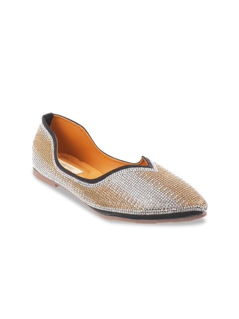 

Metro Women Gold & Black Embellished Mojaris