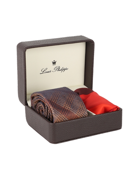 

Louis Philippe Men Brown & Orange Patterned Accessory Gift Set