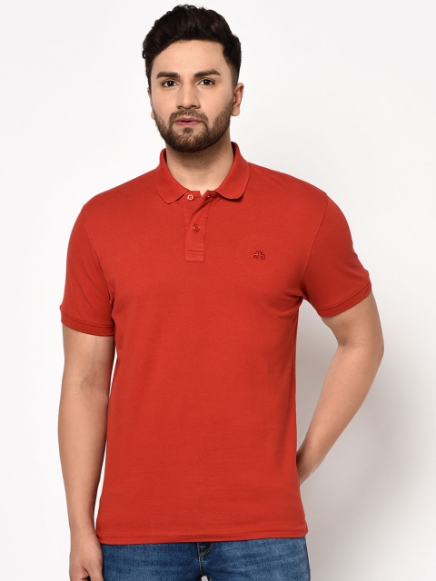 

98 Degree North Men Rust Red Solid Polo Collar T-shirt