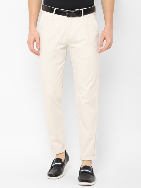 

Allen Solly Men Off-White Slim Fit Solid Regular Trousers