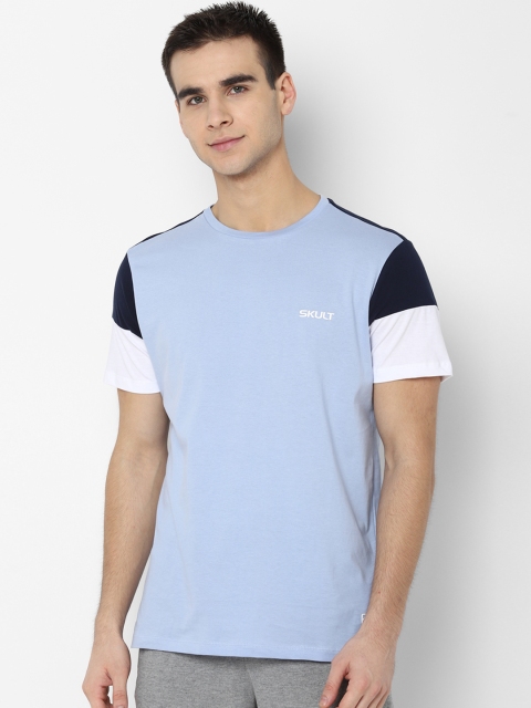 

SKULT by Shahid Kapoor Men Blue Colourblocked Round Neck Pure Cotton T-shirt