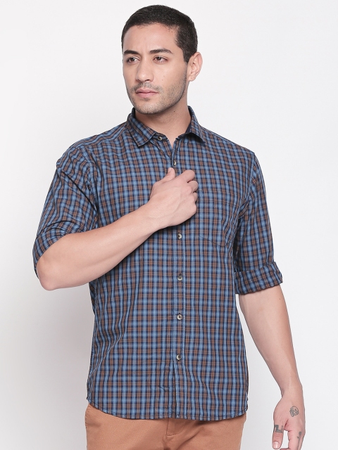 

BYFORD by Pantaloons Men Blue Slim Fit Checked Casual Shirt