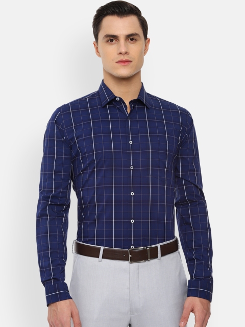 

Van Heusen Men Navy Blue Slim Fit Checked Formal Shirt