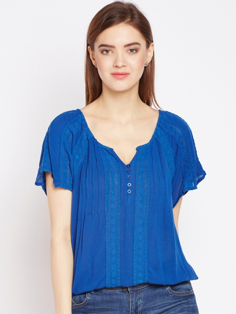 

Oxolloxo Women Blue Self Design Top