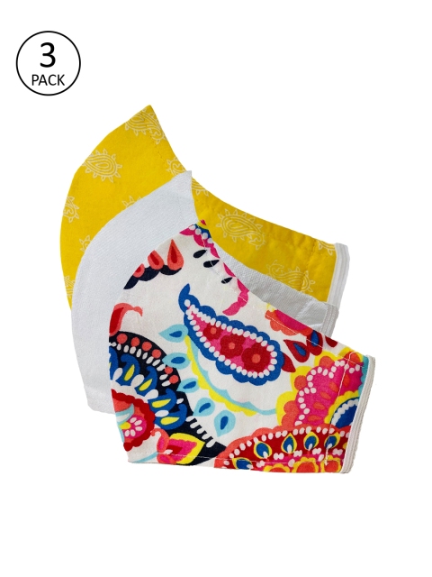 

Sera Unisex Pack Of 3 Printed 3-Ply Cloth Masks, Yellow