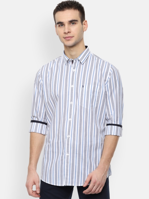 

Van Heusen Sport Men White & Blue Slim Fit Striped Casual Shirt