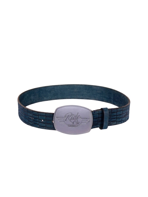 

Justanned Men Teal Green Textured Leather Belt