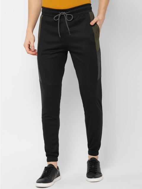 

SKULT by Shahid Kapoor Men Black & Olive Green Coliurblocked Slim-Fit Joggers