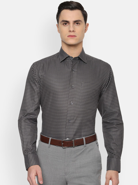 

Luxure by Louis Philippe Men Grey & Black Regular Fit Printed Formal Shirt