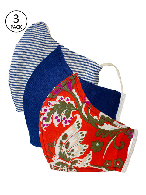 

Sera Unisex 3 Pcs 3 Ply Reusable Cloth Masks, Multi
