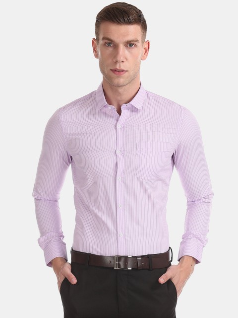

Excalibur Men Purple Regular Fit Striped Formal Shirt