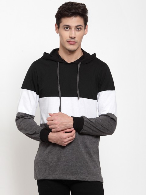 

Kalt Men Grey Colourblocked Hood T-shirt