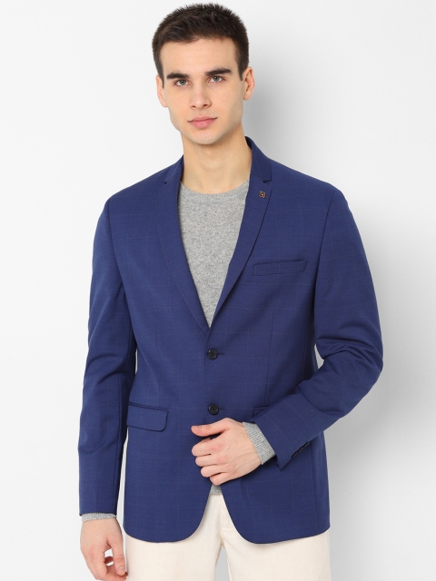 

Allen Solly Men Navy Blue Checked Slim-Fit Single-Breasted Smart Casual Blazer