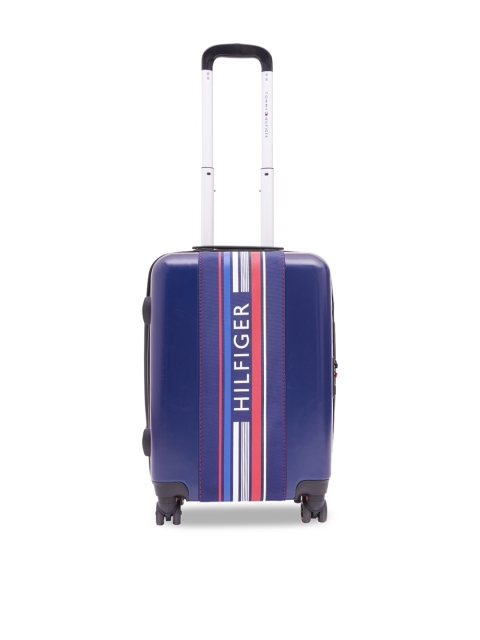 

Tommy Hilfiger Unisex Blue & Red Printed Hard-Sided Small Trolley Suitcase