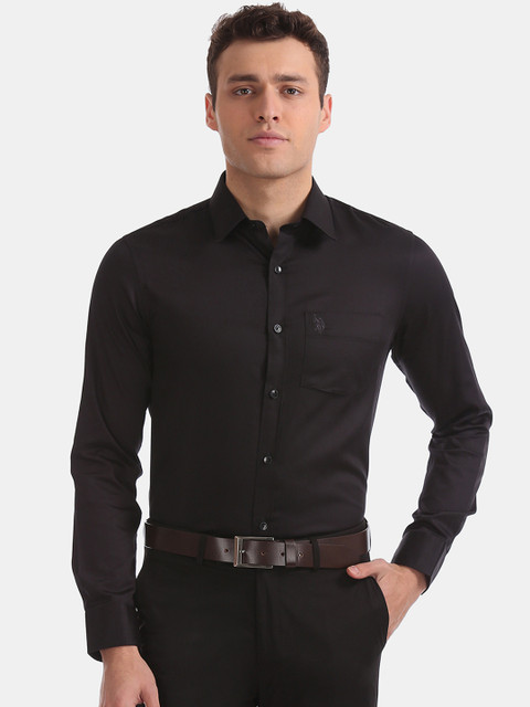 

U.S. Polo Assn. Men Black Slim Fit Solid Casual Shirt