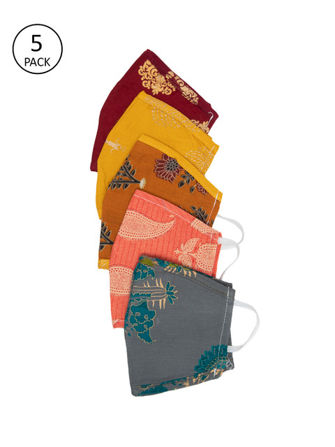 

Myshka Unisex Pack of 5 Pcs Multicoloured Reusable 3-Ply Protective Outdoor Masks, Multi