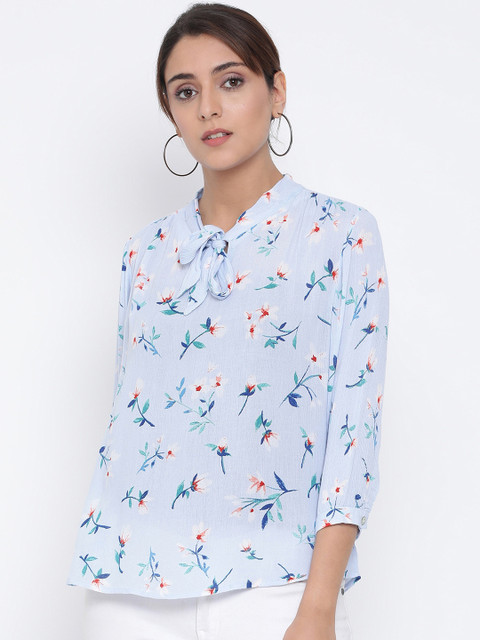 

Oxolloxo Women Blue & Red Floral Printed Top