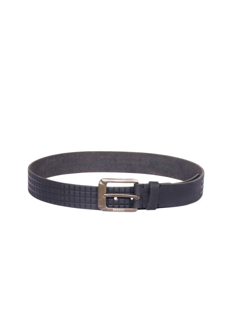 

Justanned Men Black Textured Leather Belt