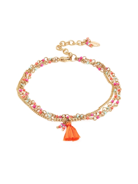 

Chumbak Gold-Toned & Orange Ripe Gleen Anklet