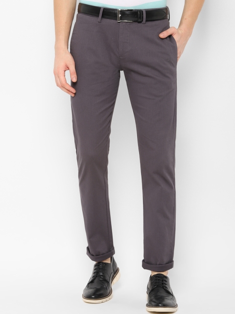 

Allen Solly Men Charcoal & Grey Slim Fit Self Design Regular Trousers