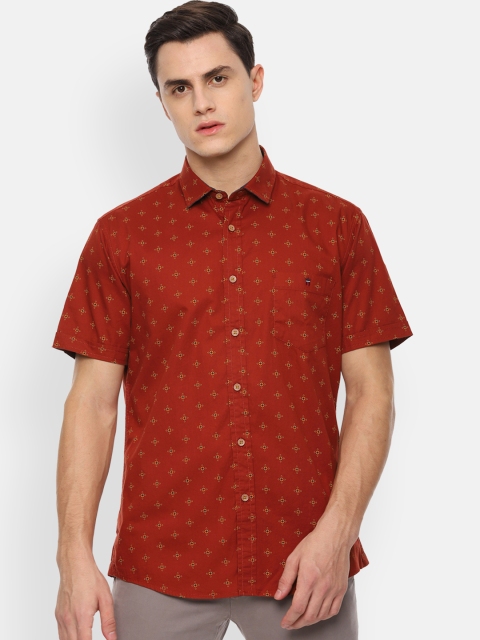 

Louis Philippe Jeans Men Red & Yellow Slim Fit Printed Casual Shirt