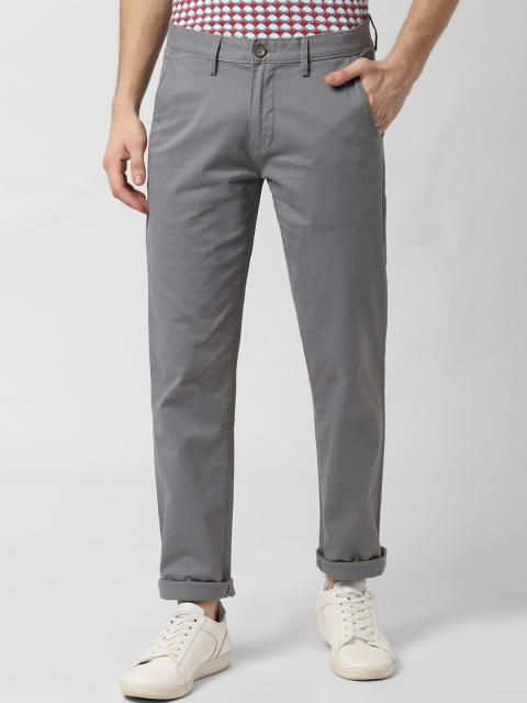 

Peter England Casuals Men Grey Slim Fit Solid Regular Trousers