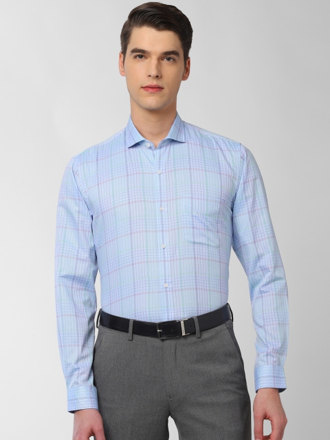 

Peter England Men Blue Regular Fit Checked Formal Shirt