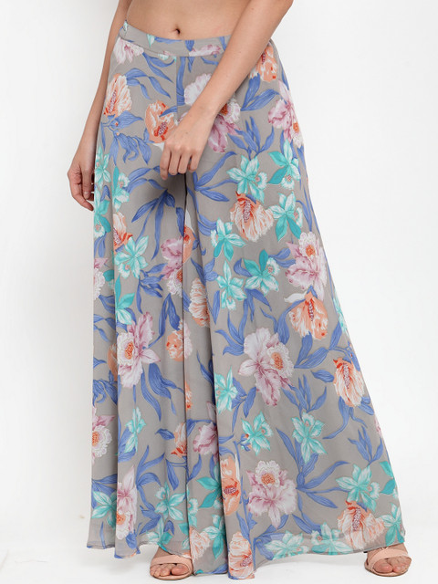 

Just Wow Women Blue & Green Printed Flared Palazzos