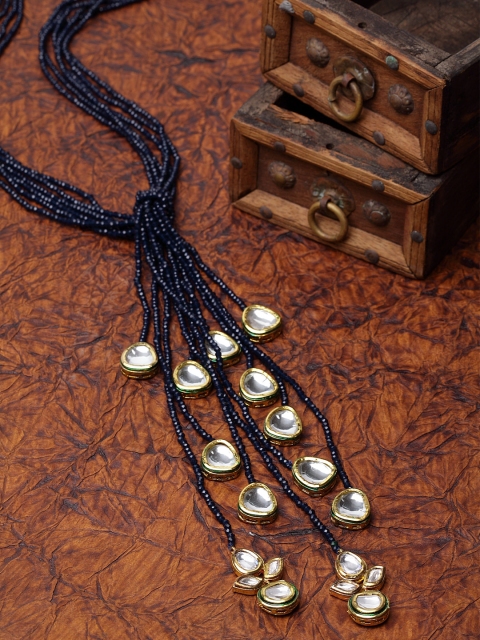 

blue kundan Gold-Plated & Blue Sterling Silver Kundan Studed Necklace