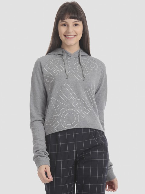 

Aeropostale Women Grey Printed Hooded Sweatshirt