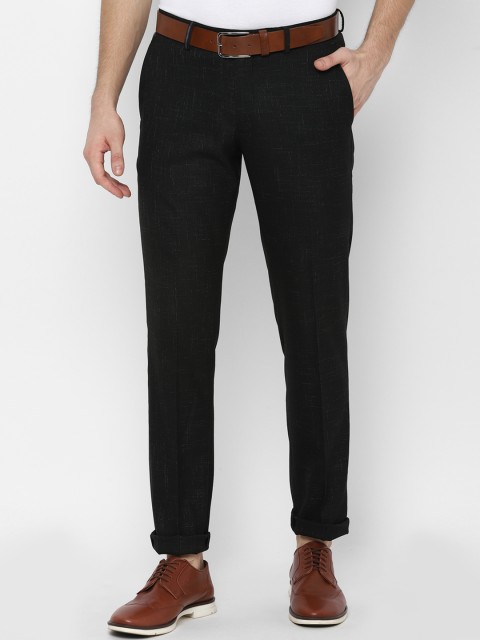 

Allen Solly Men Black Slim Fit Self Design Regular Trousers