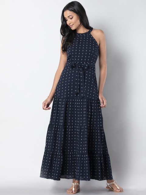 

FabAlley Women Blue Printed Maxi Dress