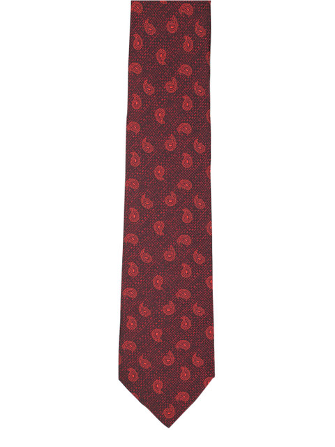 

Louis Philippe Maroon Woven Design Silk Broad Tie