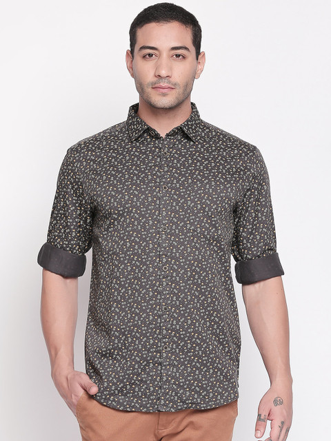 

BYFORD by Pantaloons Men Olive Green Slim Fit Printed Casual Shirt