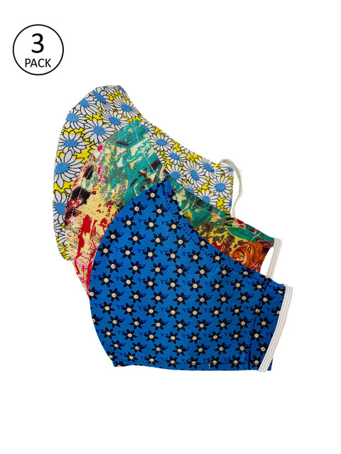 

Sera Unisex Pack Of 3 Printed 3-Ply Cloth Mask, Blue