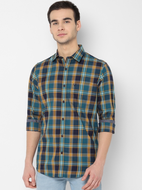 

Allen Solly Men Blue & Yellow Slim Fit Checked Casual Shirt