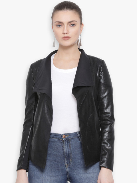

Justanned Women Black Solid Lightweight Open Front Jacket