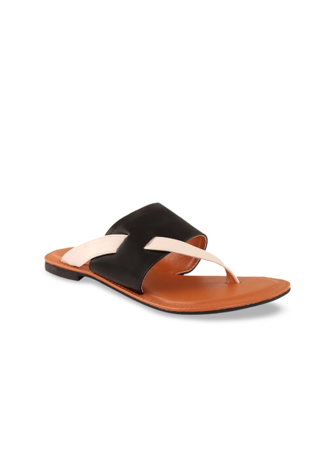 

Siendo Desi Women Black & Cream-Coloured Colourblocked Open Toe Flats