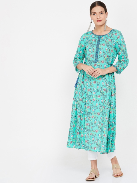 

Melange by Lifestyle Women Turquoise Blue Printed Anarkali Kurta