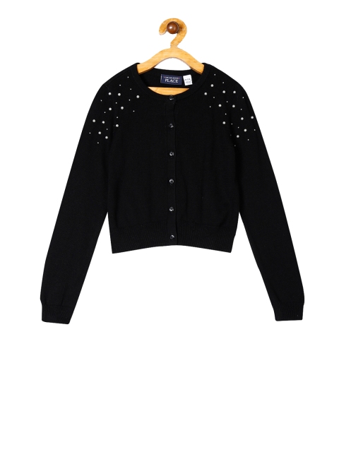 

The Childrens Place Girls Black Embellished Cardigan Sweater