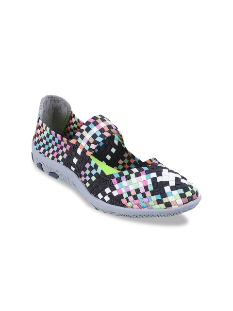

Mochi Women Multicoloured Woven Design Slip-On Sneakers, Multi