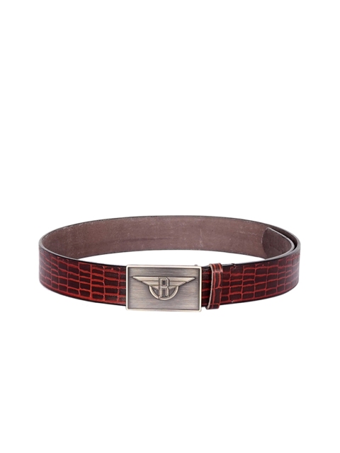 

Justanned Men Red & Black Textured Leather Belt