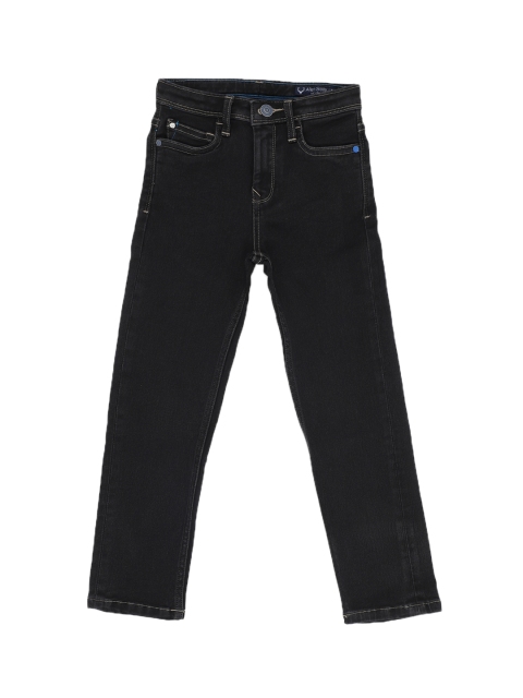 

Allen Solly Junior Boys Black Straight Fit Mid-Rise Clean Look Stretchable Jeans