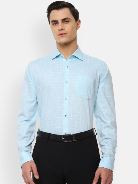 

Van Heusen Men Blue & White Regular Fit Checked Formal Shirt