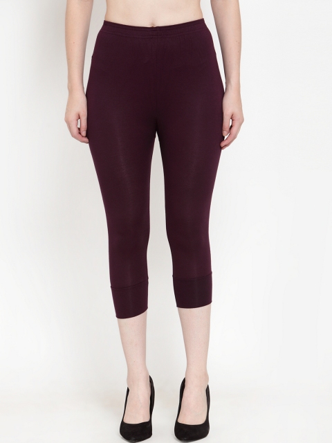 

TAG 7 Women Purple Solid Regular Fit Capris