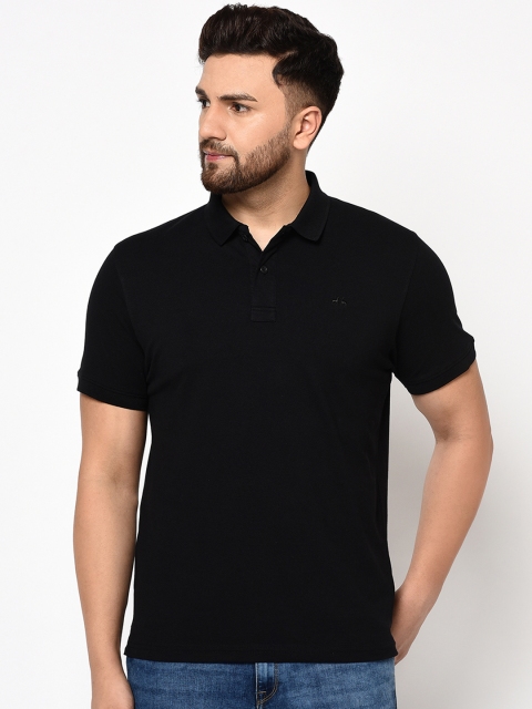 

98 Degree North Men Black Solid Polo Collar T-shirt