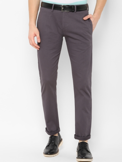 

Allen Solly Men Grey Slim Fit Self Design Regular Trousers
