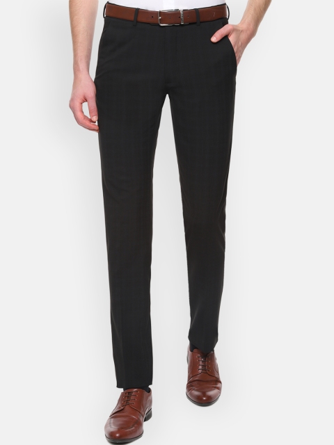 

Van Heusen Men Black & Navy Blue Slim Fit Checked Formal Trousers